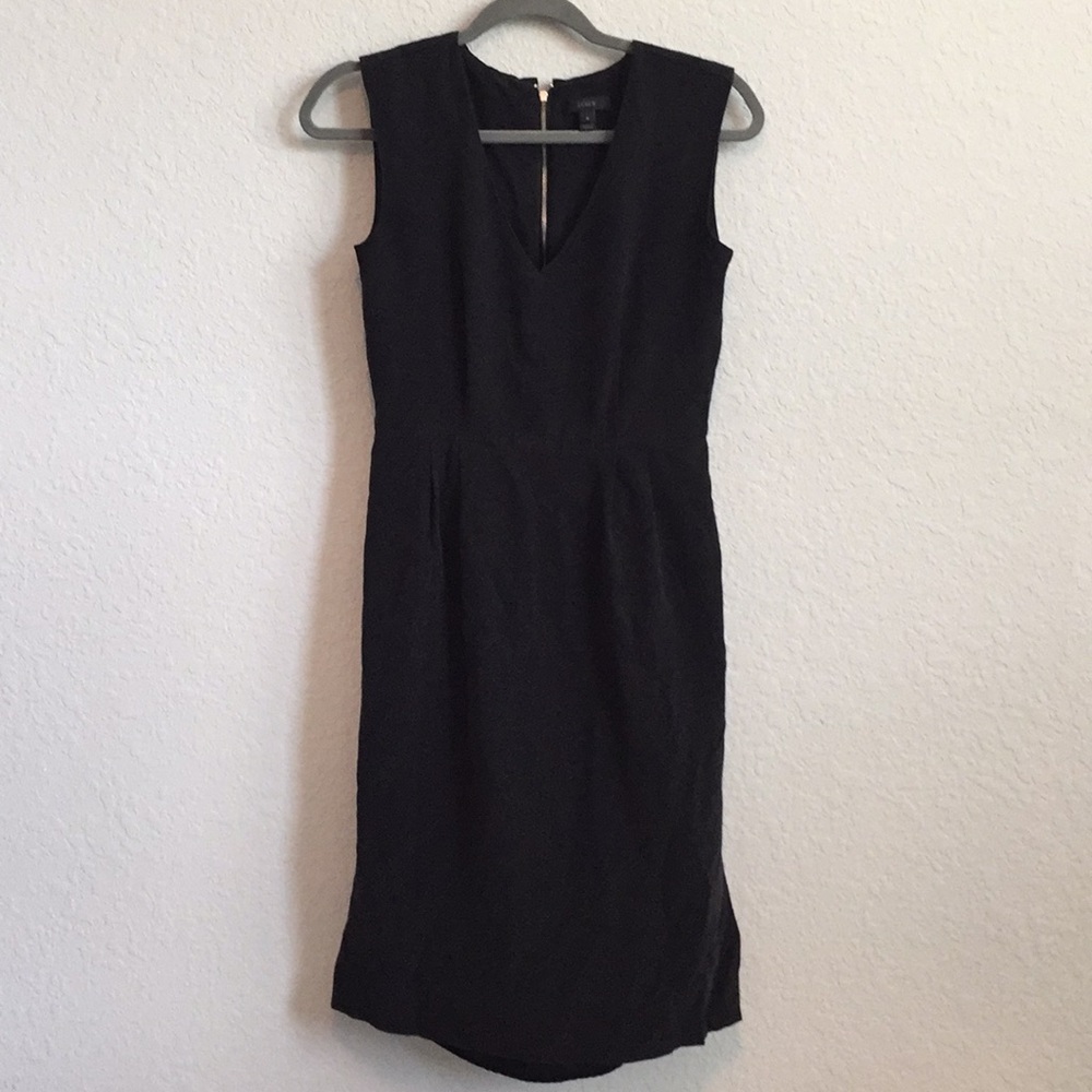 J. Crew Black Sleeveless Midi Sheath Dress